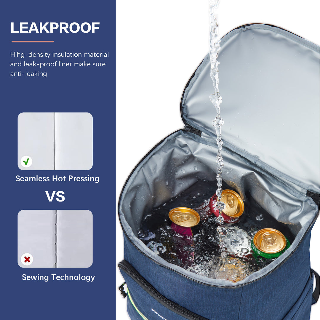 Backpack Cooler - 30 Cans Leakproof Insulated Cooler Backpack with Trolley Sleeve, Lightweight Soft Cooler Bag