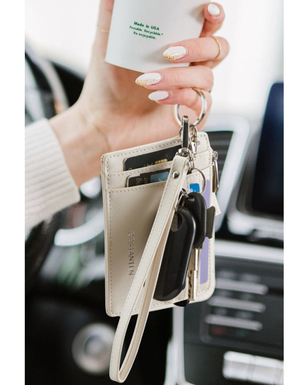 Lomy Slim Wristlet Keychain Wallet With Zipper Pocket