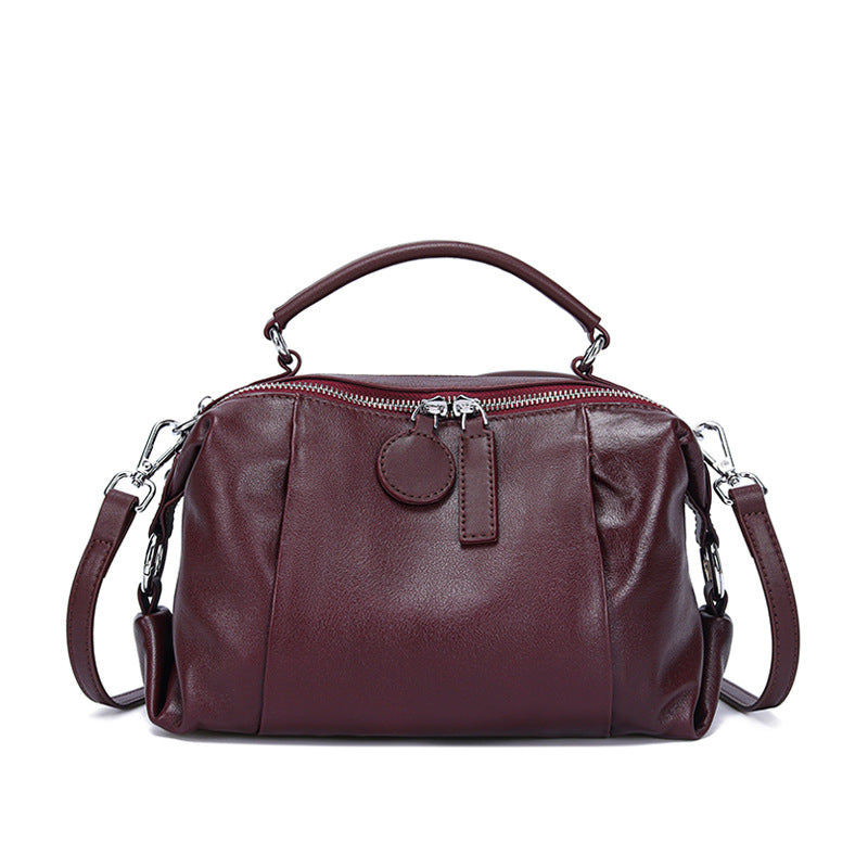Nevin Full Grain Leather Boston Handbag 9''