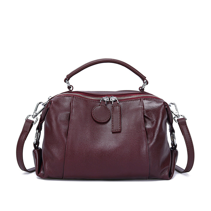 Nevin Full Grain Leather Boston Handbag 9''
