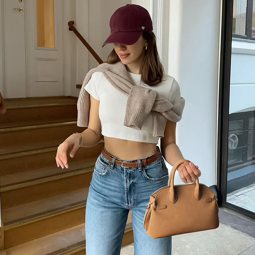 Claire Designer Suede Top Handle Satchel