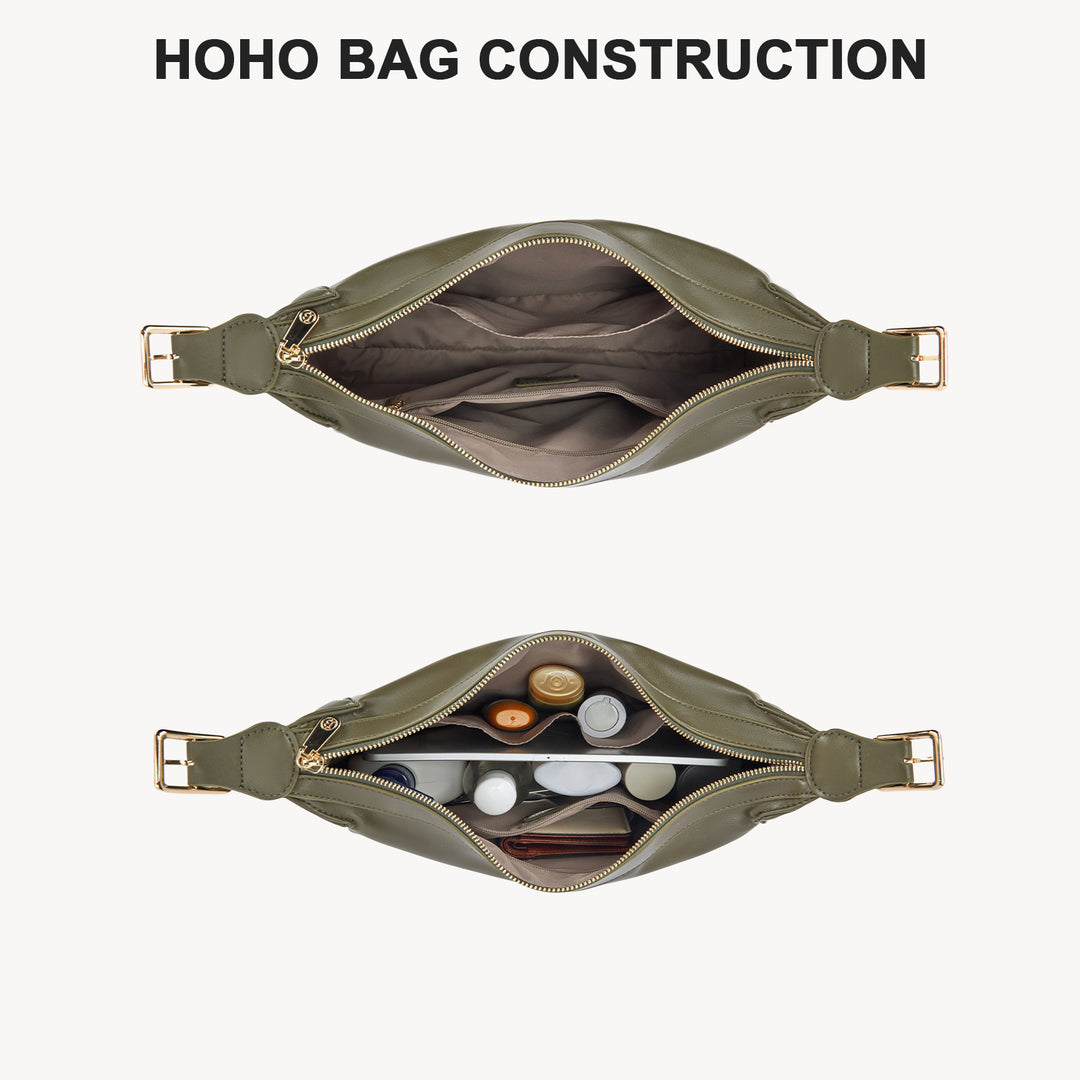 MORAVA Trendy Vegan Leather Hobo Bags - Green