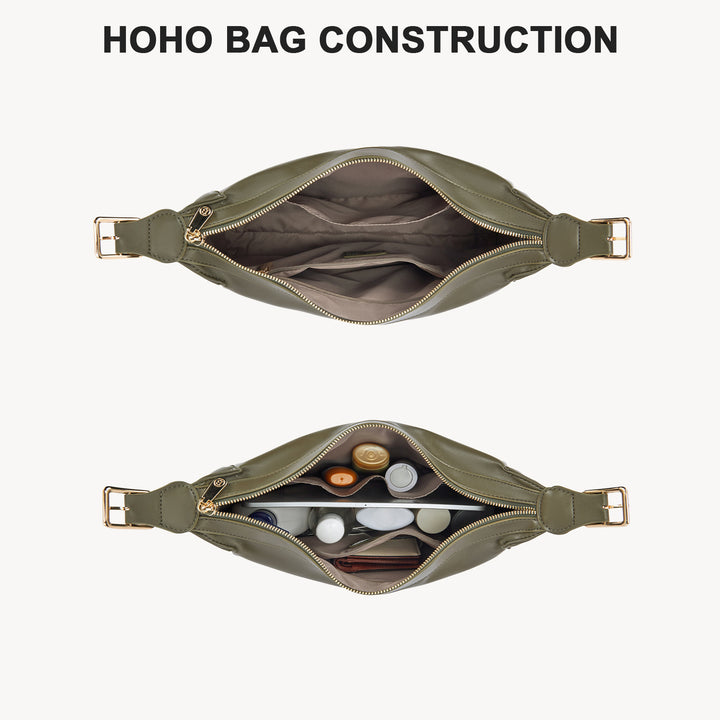 MORAVA Trendy Vegan Leather Hobo Bags - Green