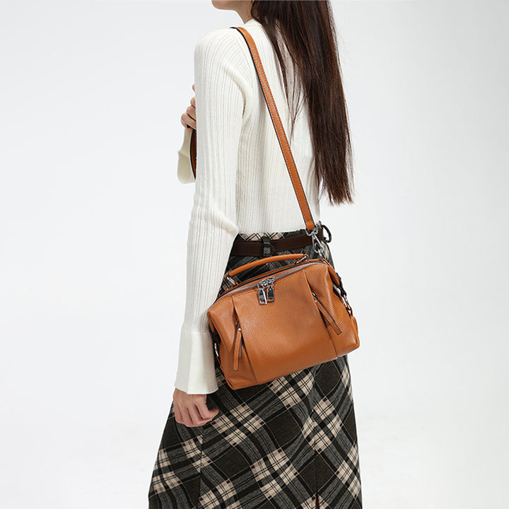 Nevin Genuine Leather Relaxed Boston Handbag