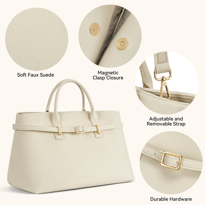 Claire Elegant Suede Top Handle Tote Handbag — DIY-able Outer Belt