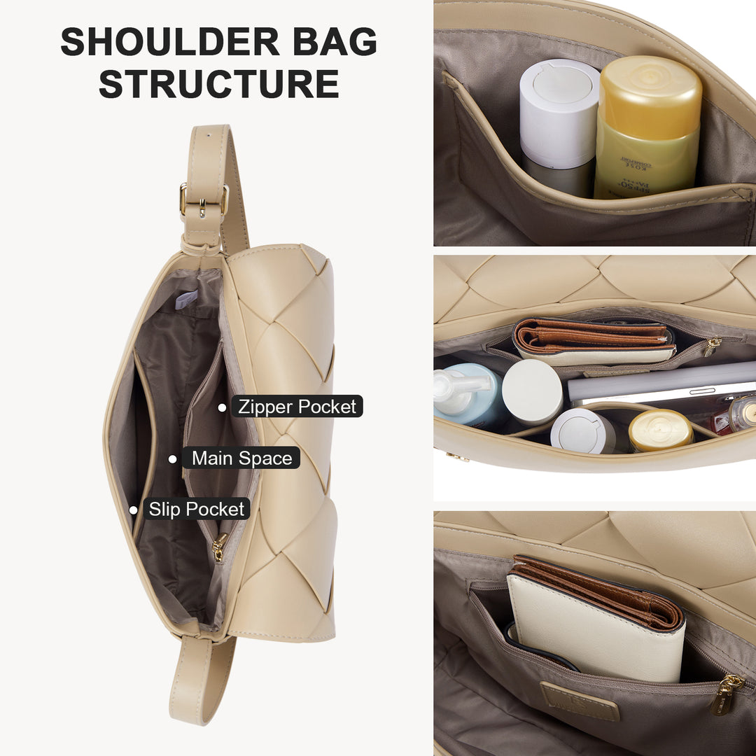 KWELI Lässige, schwarze, gewebte Handtasche 