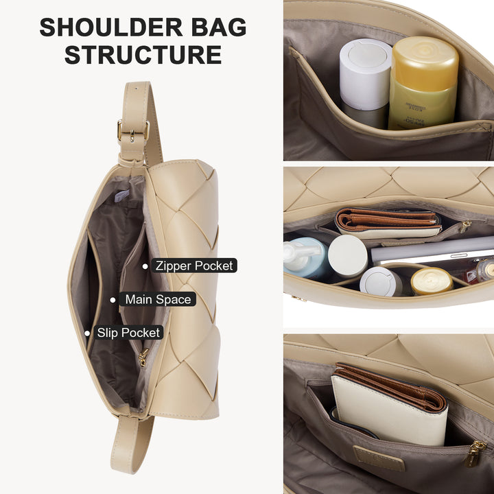 KWELI Lässige, schwarze, gewebte Handtasche 