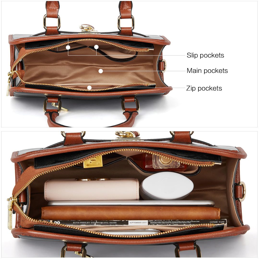 Stylish Two-Tone Top Handle Work Bag