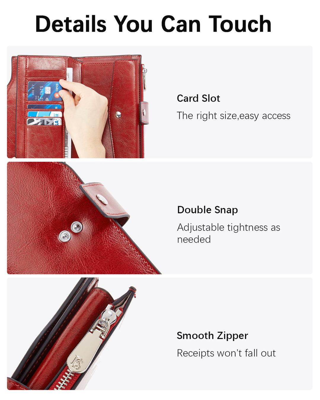Lnna Genuine Leather RFID Wallets With Checkbooks - Cash Clutch