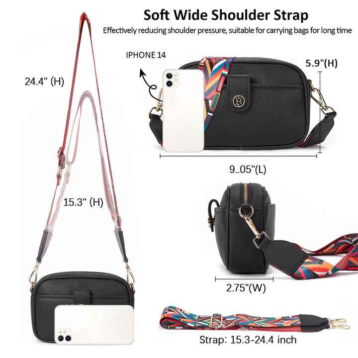 BOSTANTEN Crossbody Bags for Women Vegan Leather Purse Shoulder Handbags with Wide Strap