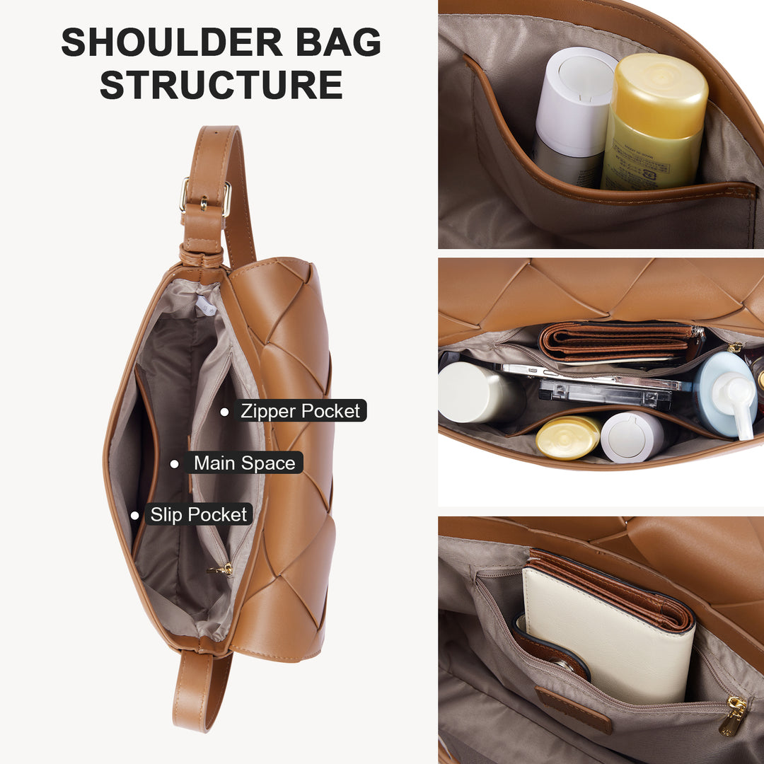 KWELI Lässige, schwarze, gewebte Handtasche 