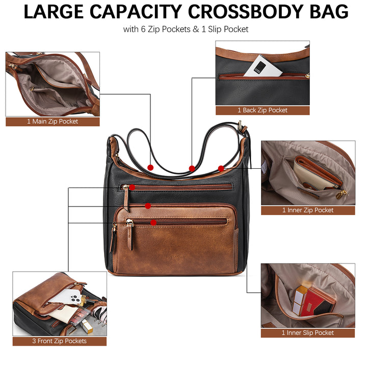 Evelyn Multi Pocket Shoulder Hobo Bag