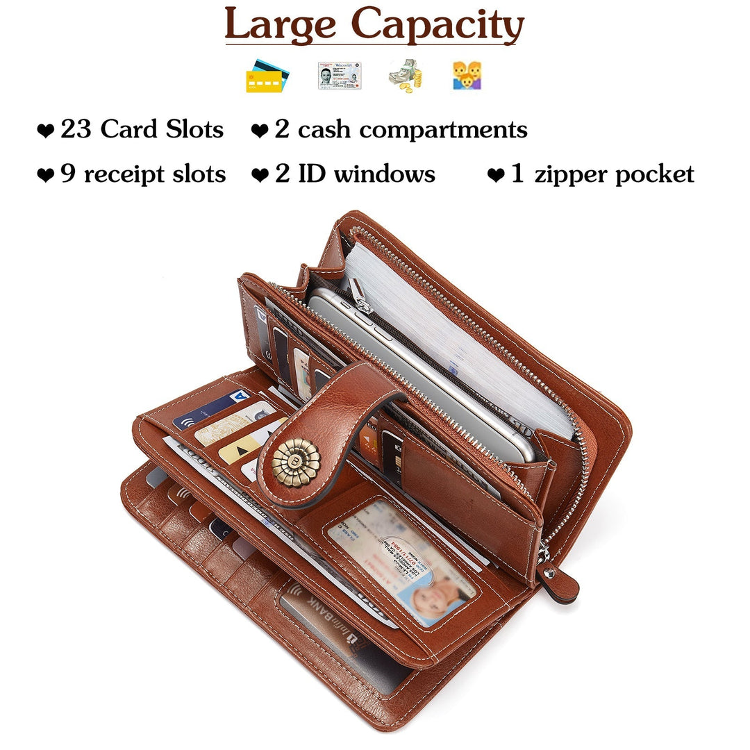 Lomy Big Wallet For Women With Wristlet —  Large Capacity - BOSTANTEN