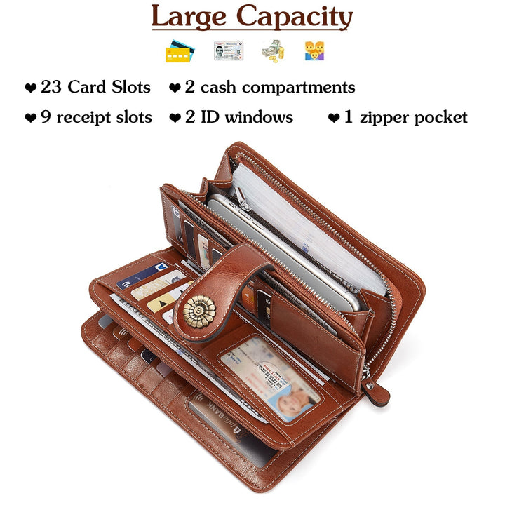 Lomy Big Wallet For Women With Wristlet —  Large Capacity - BOSTANTEN