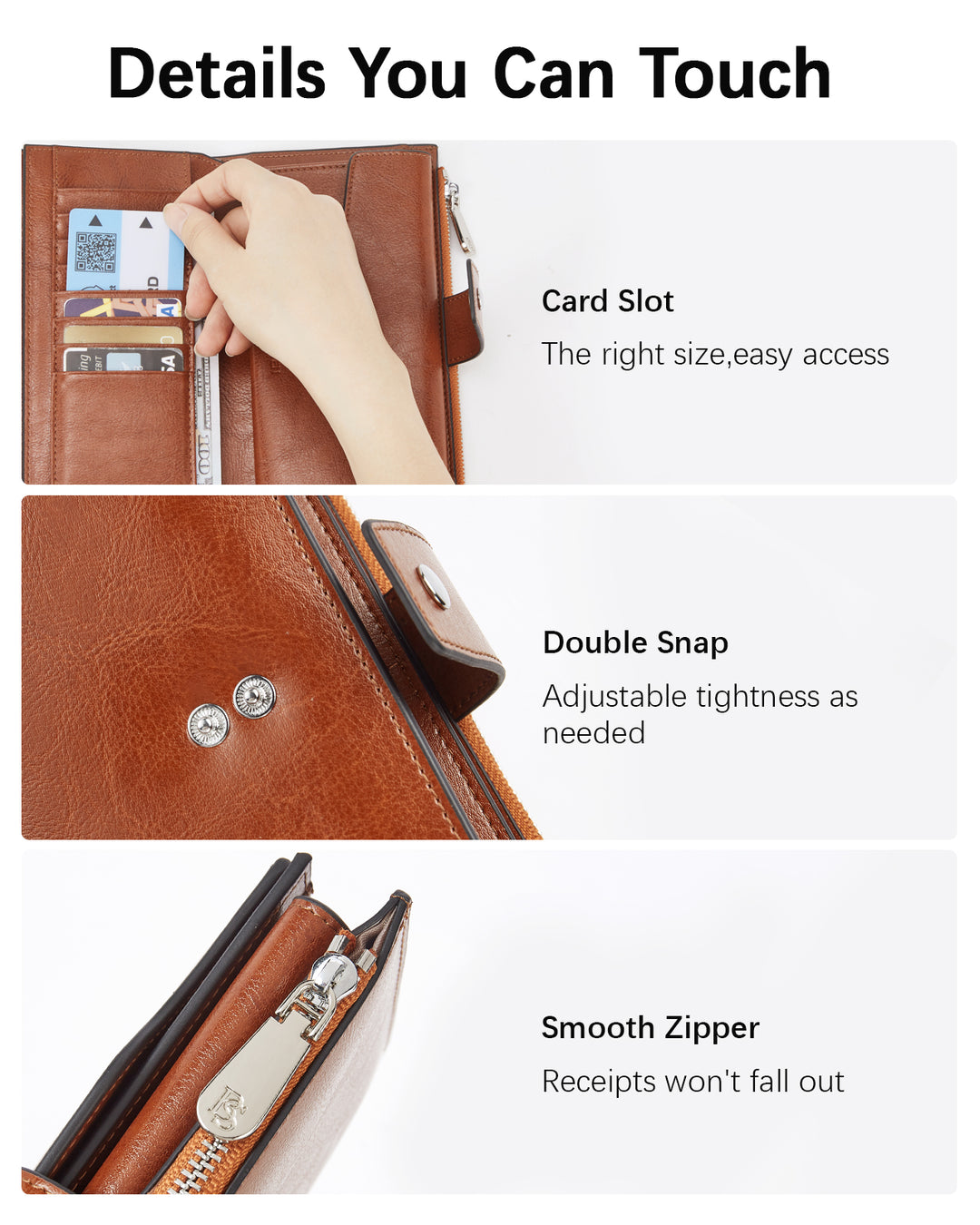 Lnna Genuine Leather RFID Wallets With Checkbooks - Cash Clutch