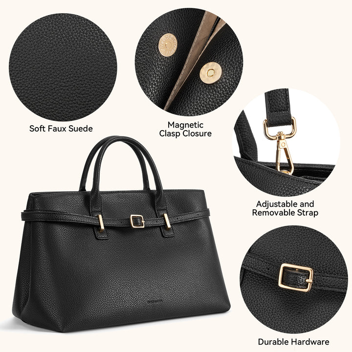 Claire Elegant Suede Top Handle Tote Handbag — DIY-able Outer Belt