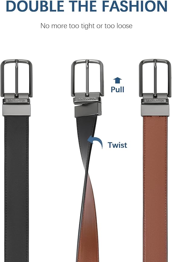 BOSTANTEN Belt Men Leather Reversible Belts 1 3/8", Two-in-One Belt Gift