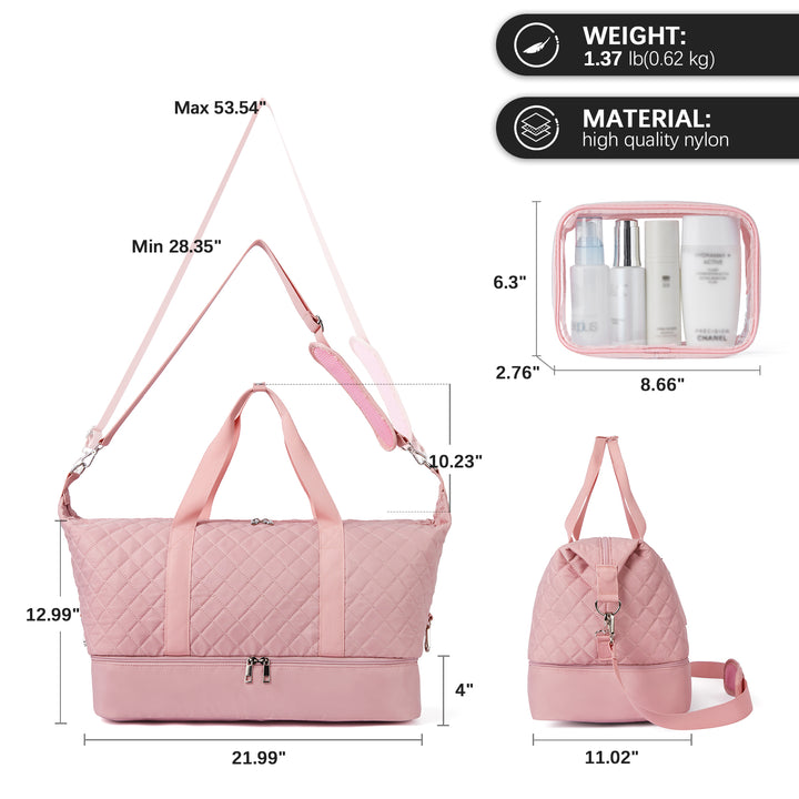 JUDEA Women's Travel Bag with Toiletry Organizer and Shoe Compartment