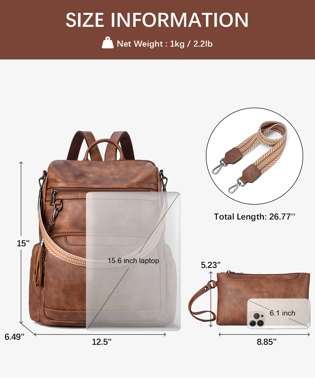 Nombongo Large Convertible Backpack Travel Bag - Two Sizes
