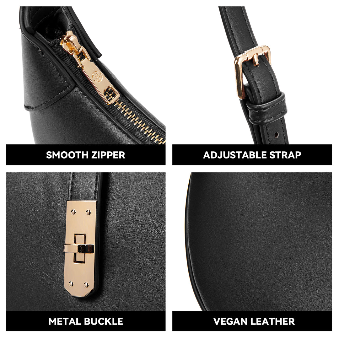 Kweli Crescent Designer Clasp Shoulder Bag