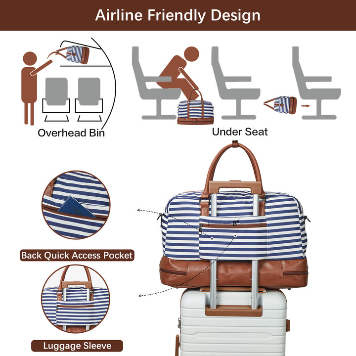 Zenobe 3 Pcs Set Weekender Bag with Shoe Compartment For Travel