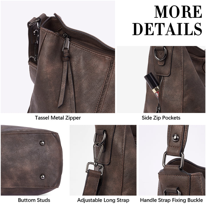 Kweli Large Stitch Detail Vegan Lether Hobo Bag