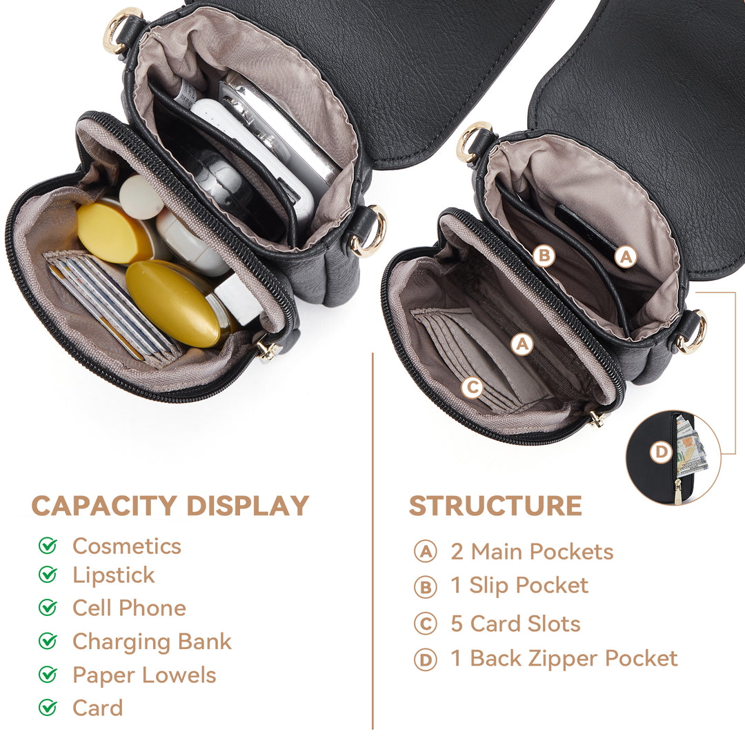 Phone Crossbody Bag –  Diamond Pattern Strap