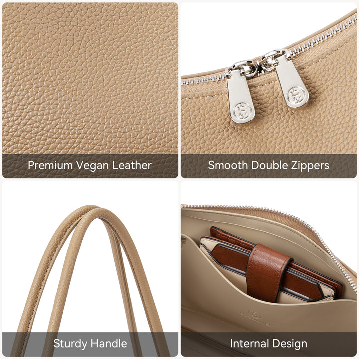 Claire Arc Silhouette Leather Tote Handbag