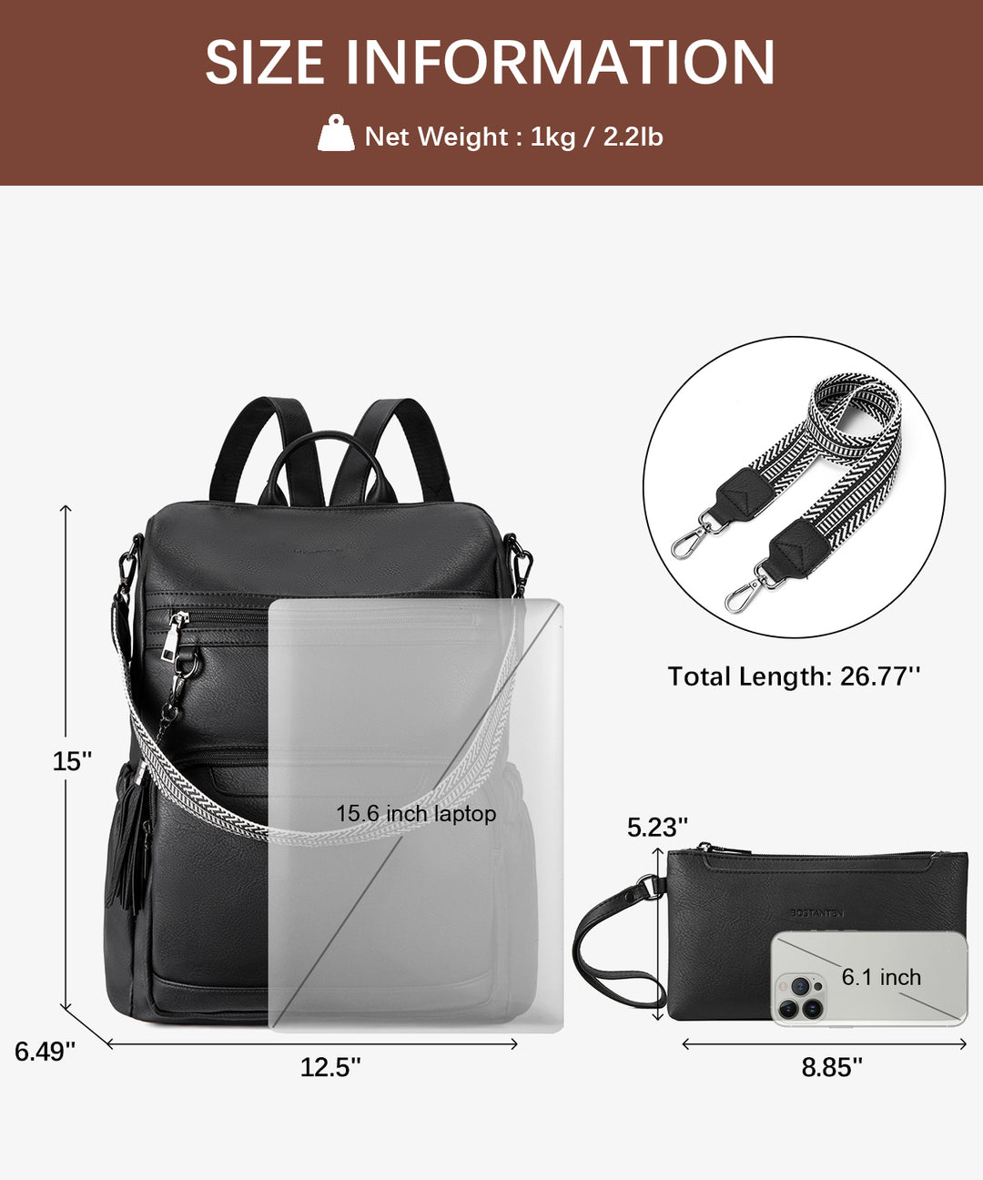 Nombongo Large Convertible Backpack Travel Bag - Two Sizes