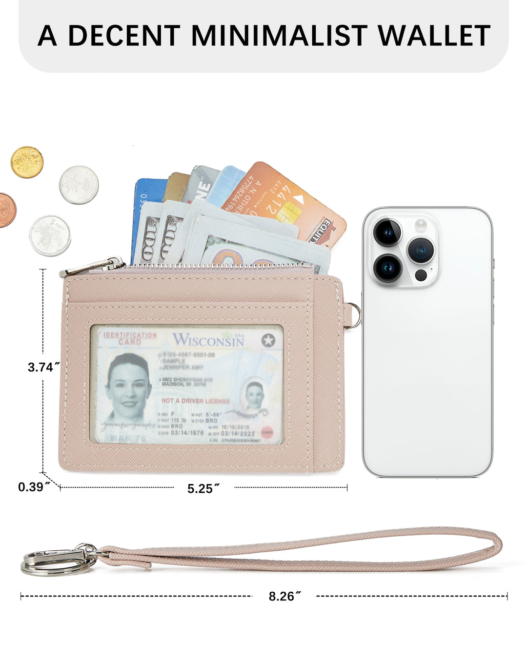 Lomy Slim Wristlet Keychain Wallet With Zipper Pocket