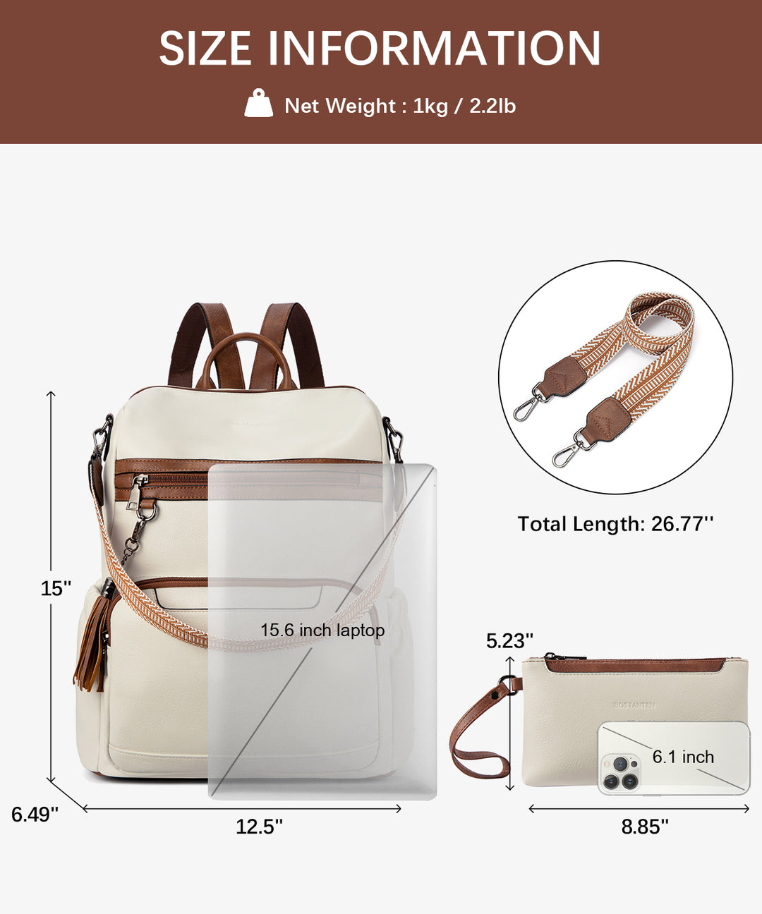 Nombongo Large Convertible Backpack Travel Bag - Two Sizes