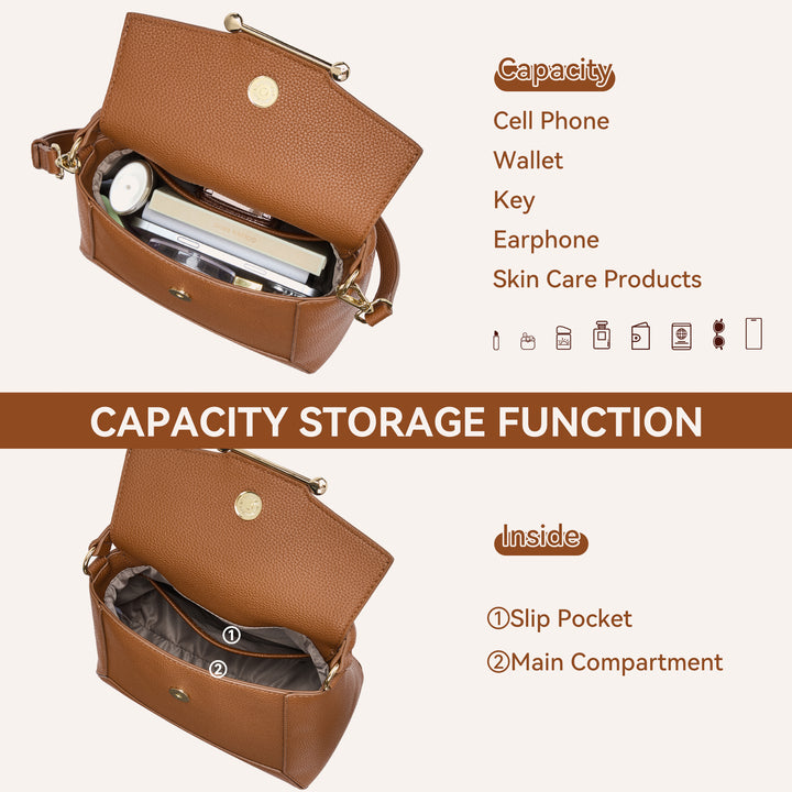 Nevin Small Top Handle Leather Crossbody Satchel with Flap