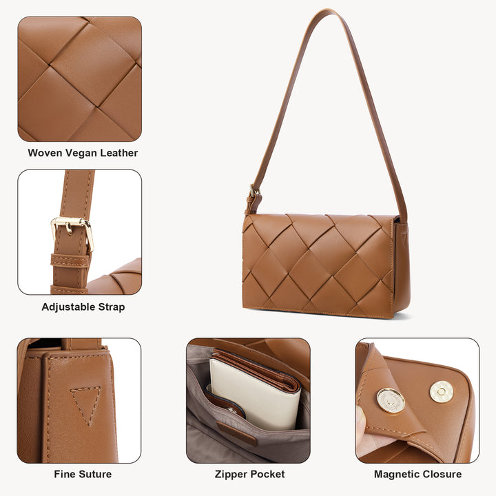 KWELI Lässige, schwarze, gewebte Handtasche 
