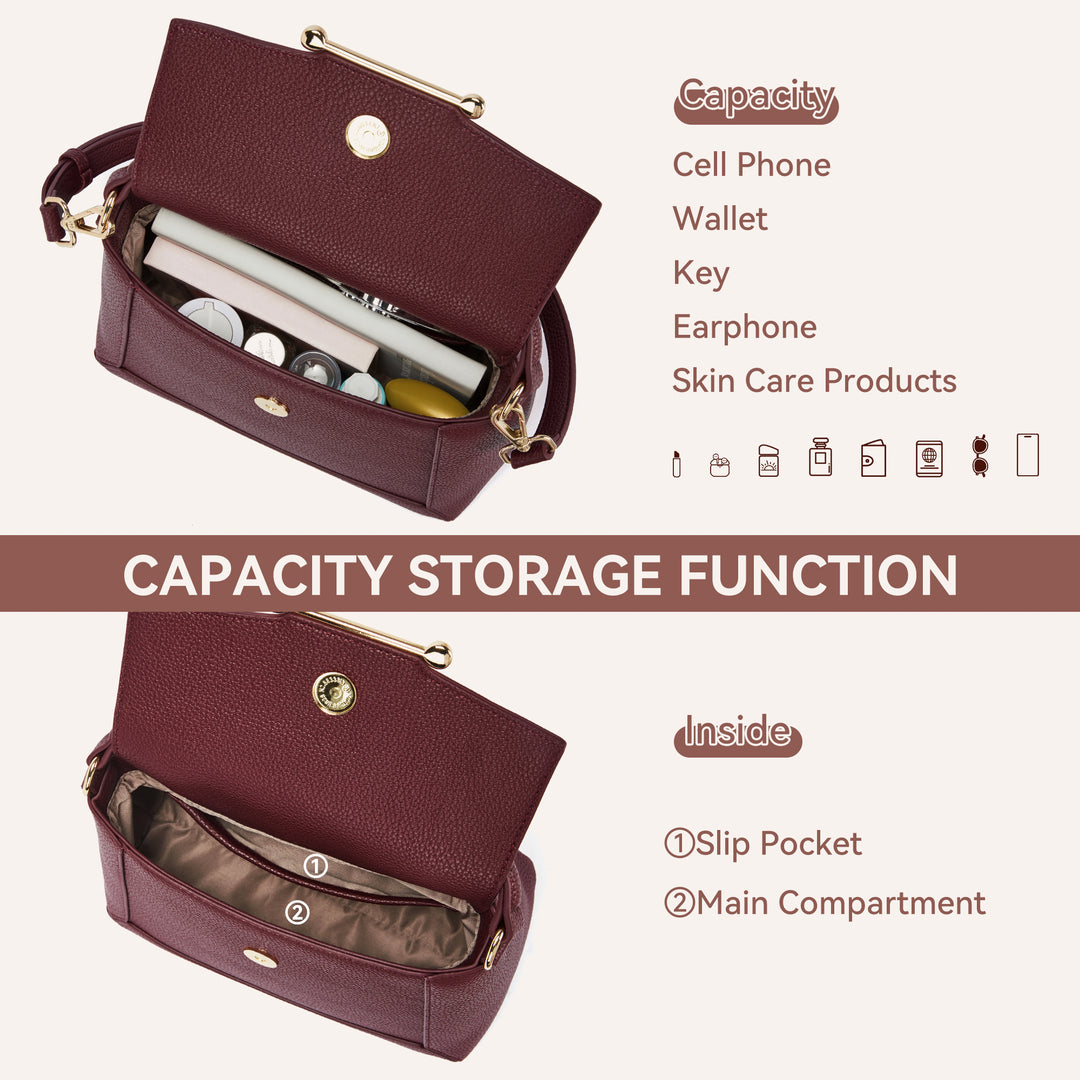 Nevin Small Top Handle Leather Crossbody Satchel with Flap
