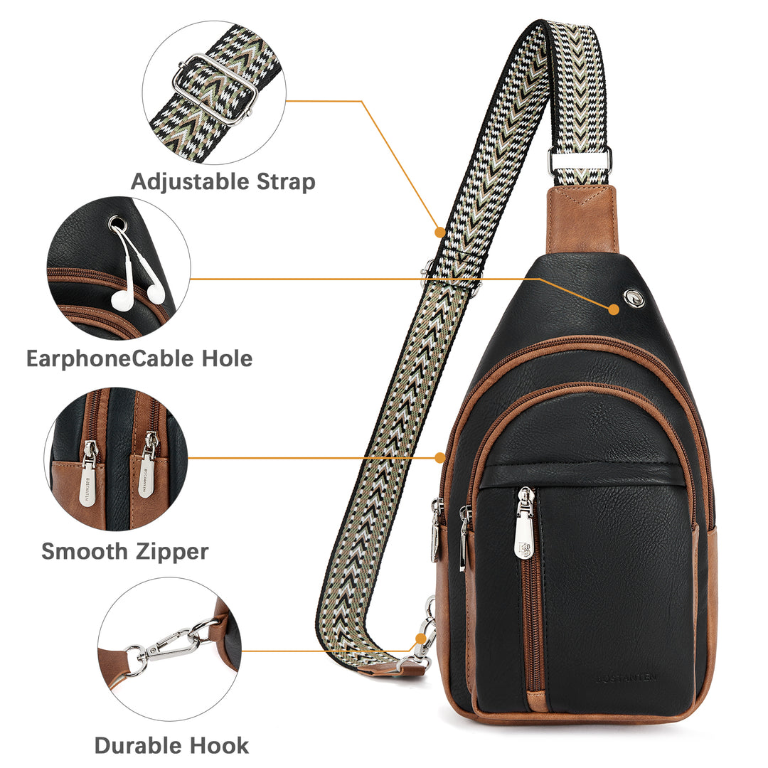 Aurora Chevron Patterned Sling Bag with Adjustable Guitar Strap