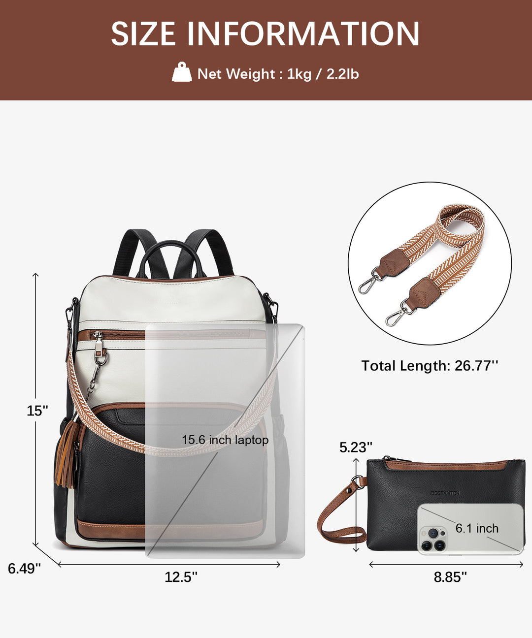 Nombongo Large Convertible Backpack Travel Bag - Two Sizes
