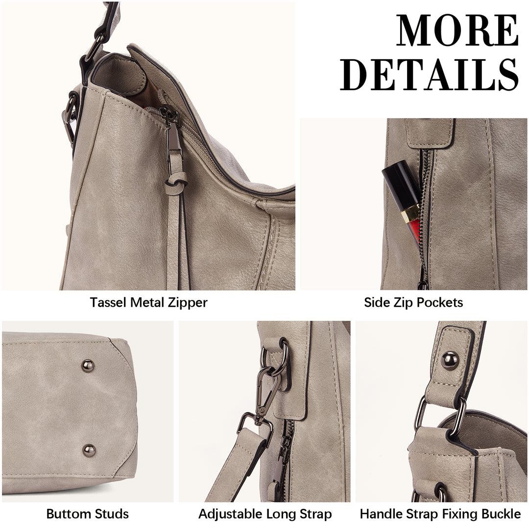 Kweli Large Stitch Detail Vegan Lether Hobo Bag