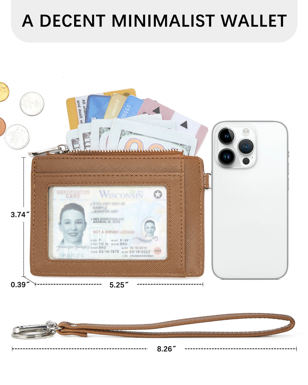 Lomy Slim Wristlet Keychain Wallet With Zipper Pocket