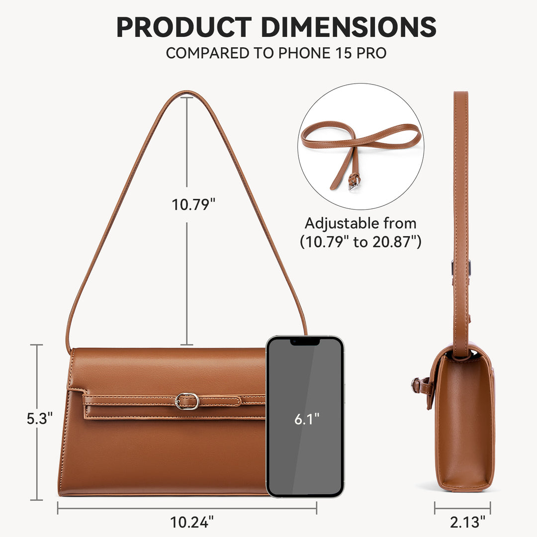 Kweli Belted Elegance Leather Shoulder Bag