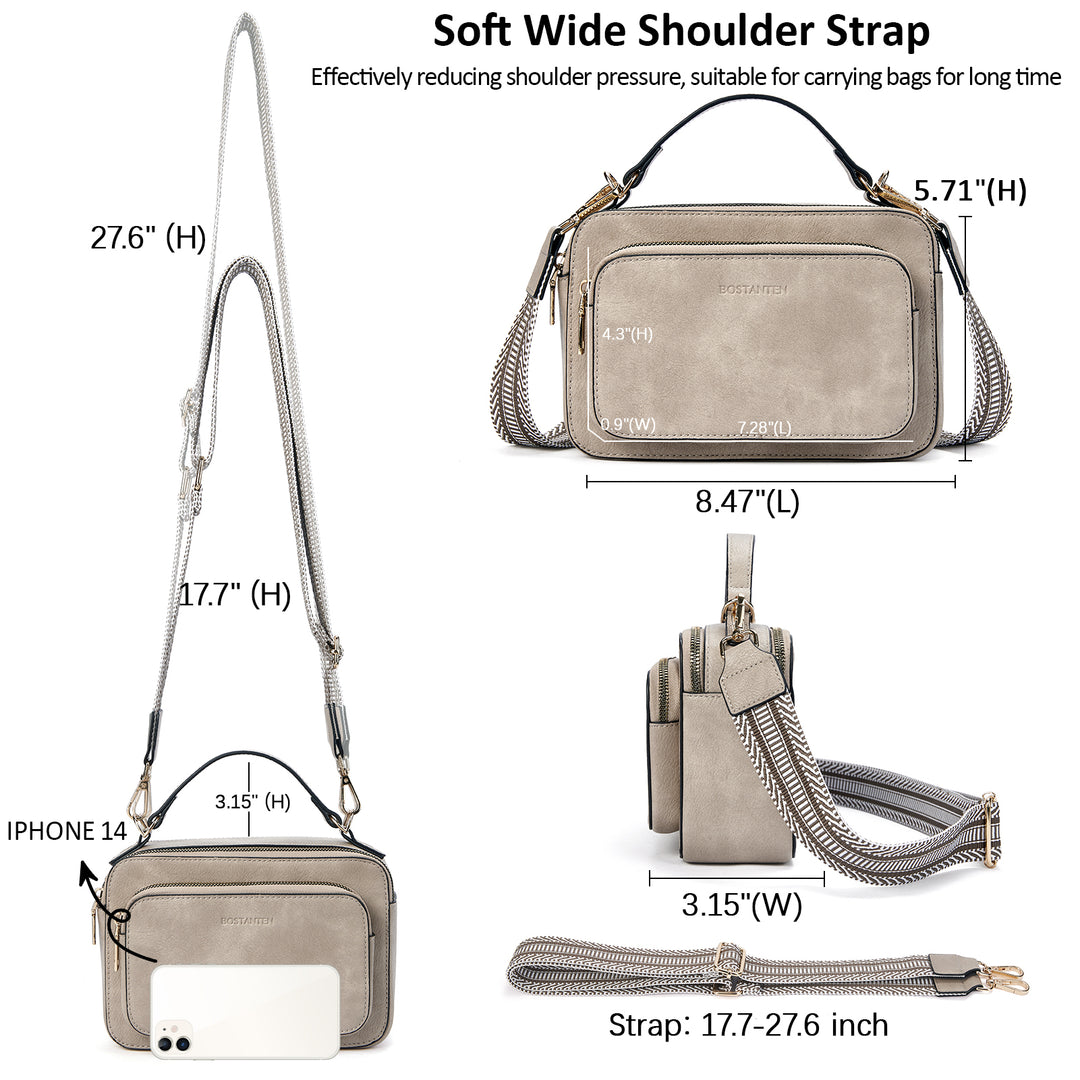 Crossbody Bags for Women Vegan Leather Purse Shoulder Handbags with Wide Strap