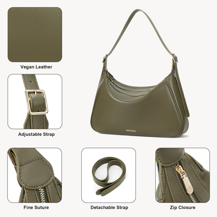 MORAVA Trendy Vegan Leather Hobo Bags - Green