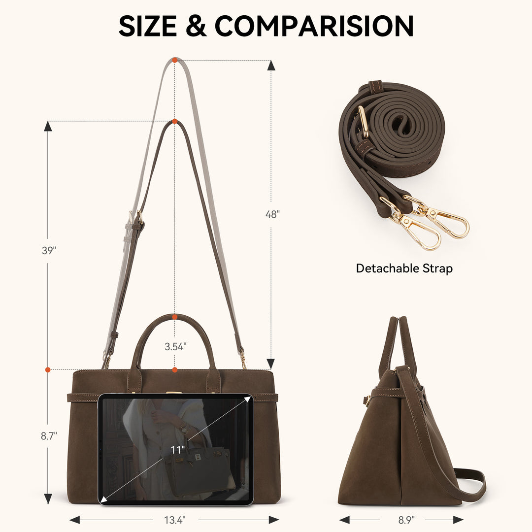 Claire Elegant Suede Top Handle Tote Handbag — DIY-able Outer Belt
