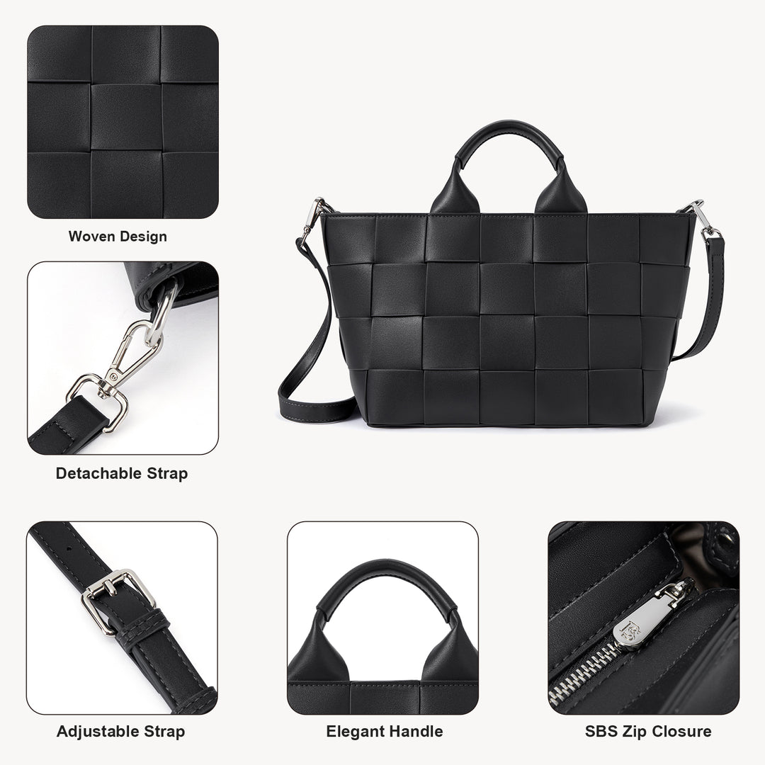 Cruze Handcrafted Woven Leather Tote Bag For Women : Boho Beauty