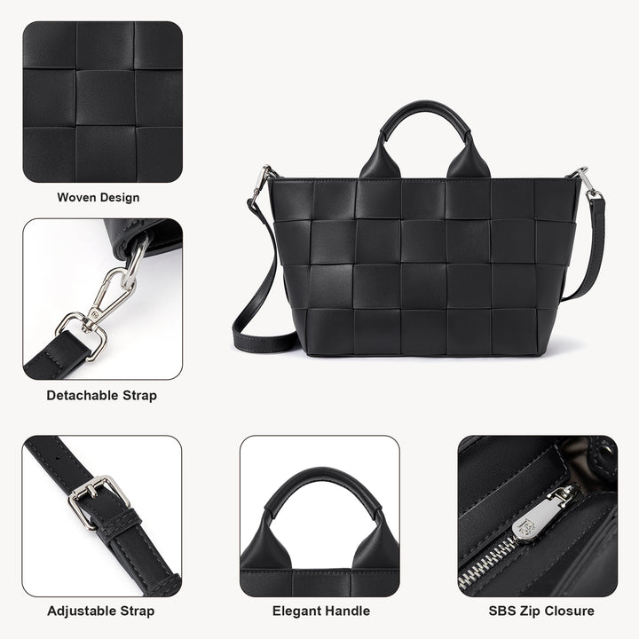 Cruze Handcrafted Woven Leather Tote Bag For Women : Boho Beauty
