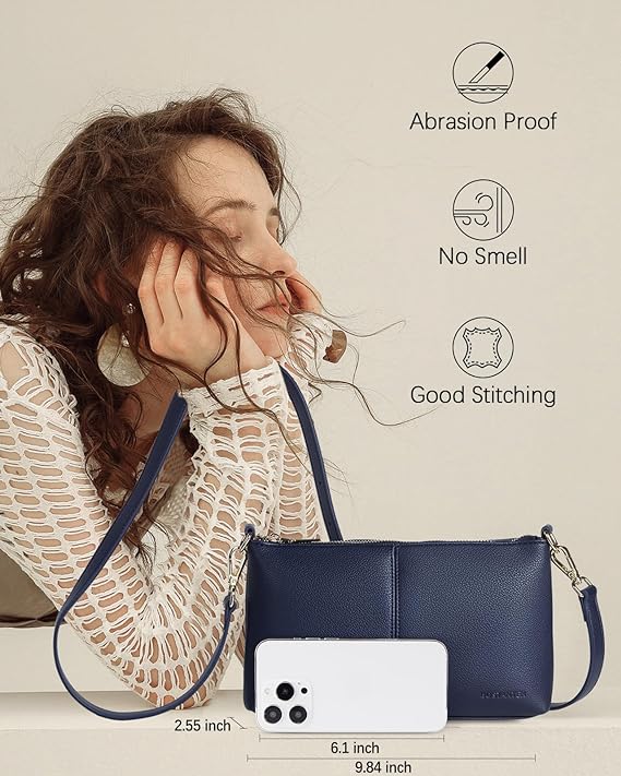 Nola Chic and Sustainable - The Vegan Leather Envelope Clutch Purse - Navy Blue