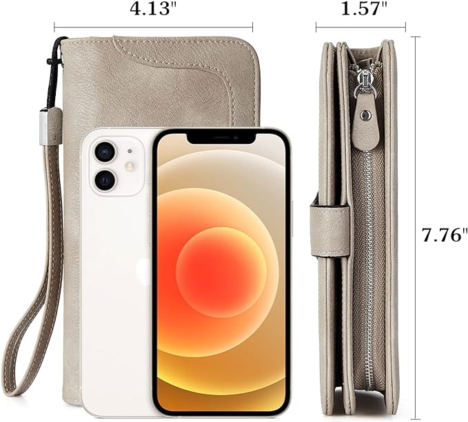 Lomy Sunflower Clasp Large Leather Wristlet Clutch For Women