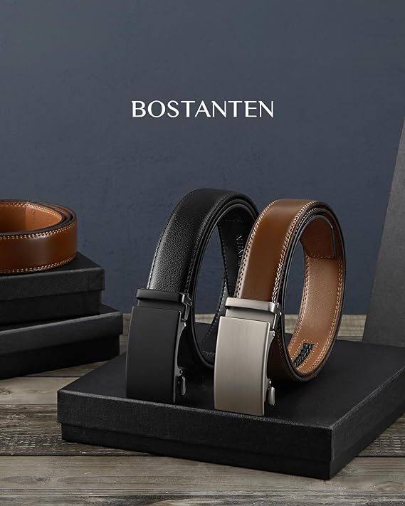 Bostanten Men's Ratchet Belt | 2 Pack Dress Leather Belt