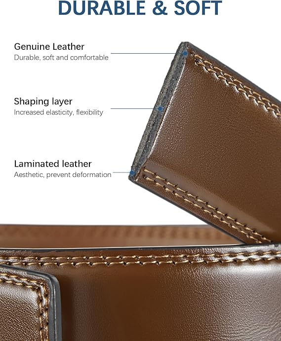 Bostanten Men's Ratchet Belt | 2 Pack Dress Leather Belt