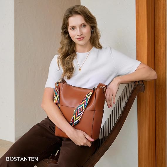 Lotty Soft Leather Chic Bucket Bag — Brown