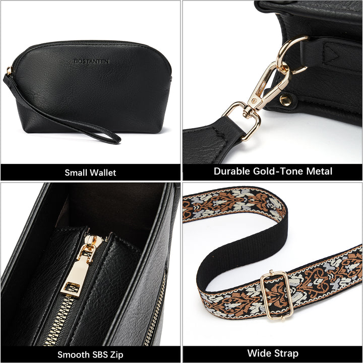 Lotty Floral Embroidered Leather Tote with Shoulder Strap